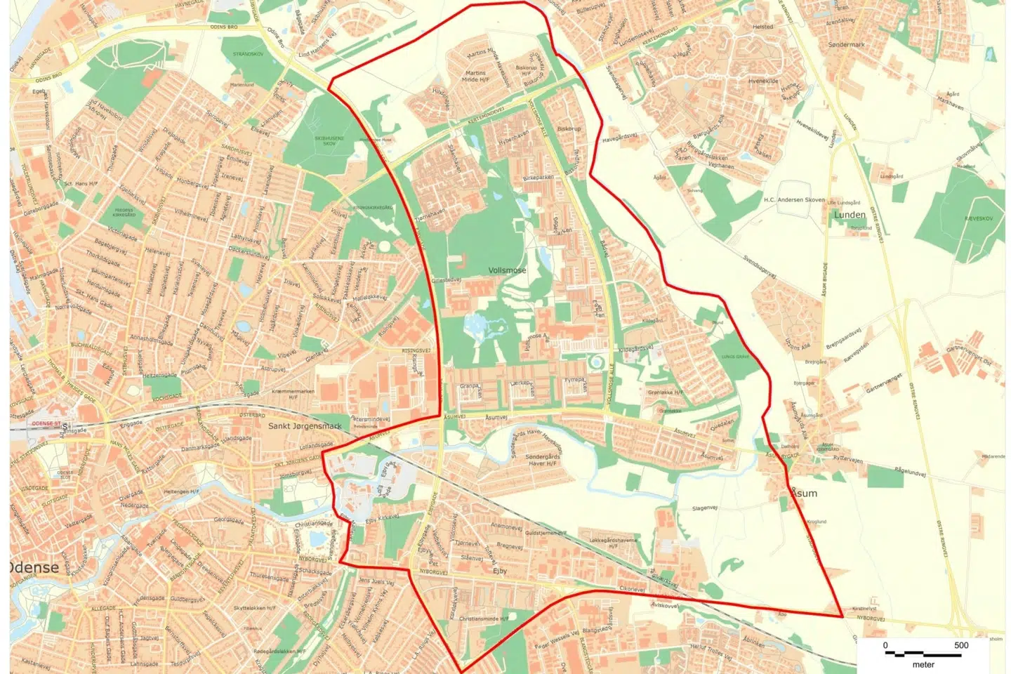 Fra tirsdag aften klokken 19 er der indført visitationszone i dette område i Odense. I en visitationszone må politiet visitere biler og personer uden at have en mistanke om, at de pågældende har gjort noget ulovligt. Visitationszonen gælder foreløbig til 4. maj. Fyns Politi/Free