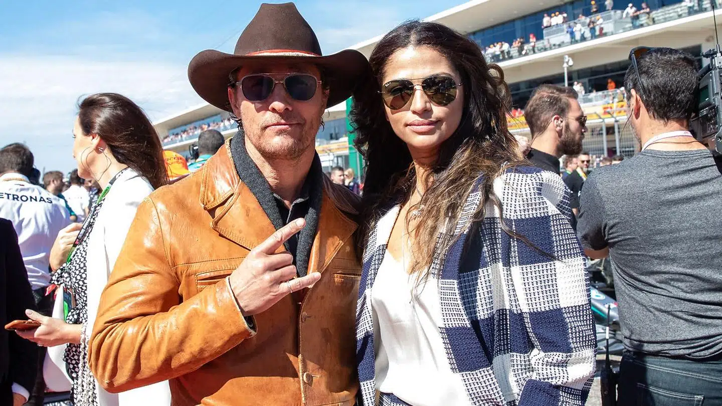 Matthew McConaughey og konen, Camila Alves, under Formel 1 i 2019.