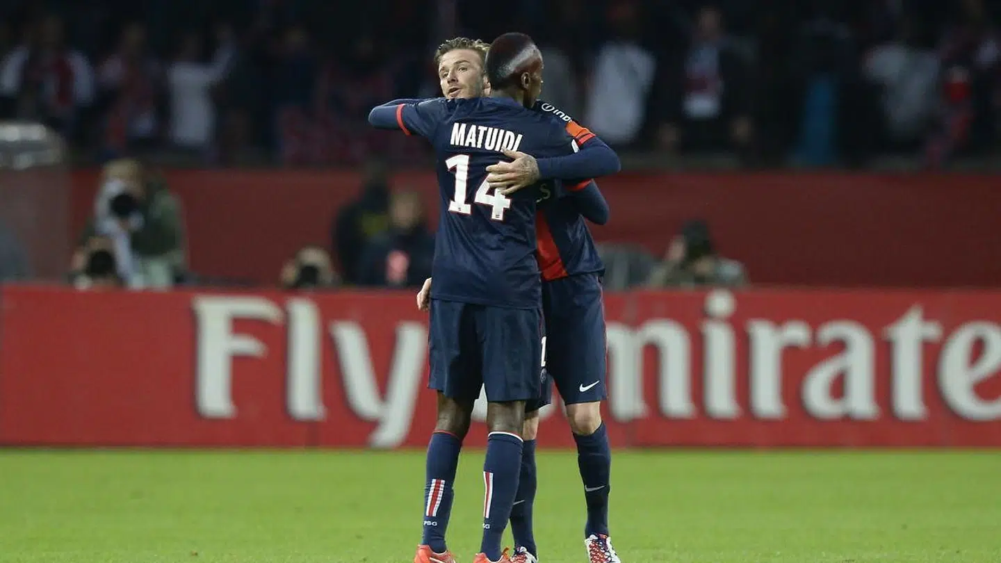 David Beckham og Blaise Matuidi spillede sammen i 2013 i Paris Saint-Germain.