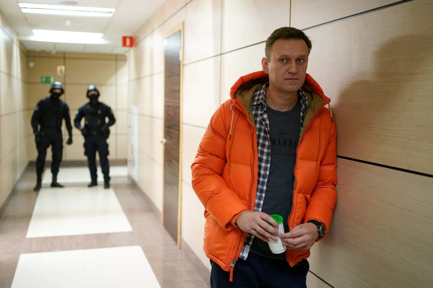 Den fremtrædende oppositionspolitiker Aleksej Navalnyj i den bygning, der huser hans Anti-Korruptions Fond (FBK) i Moskva. Billedet er fra december 2019, inden han blev alvorligt forgiftet og siden anholdt og sendt i fængsel. Dimitar Dilkoff/Ritzau Scanpix