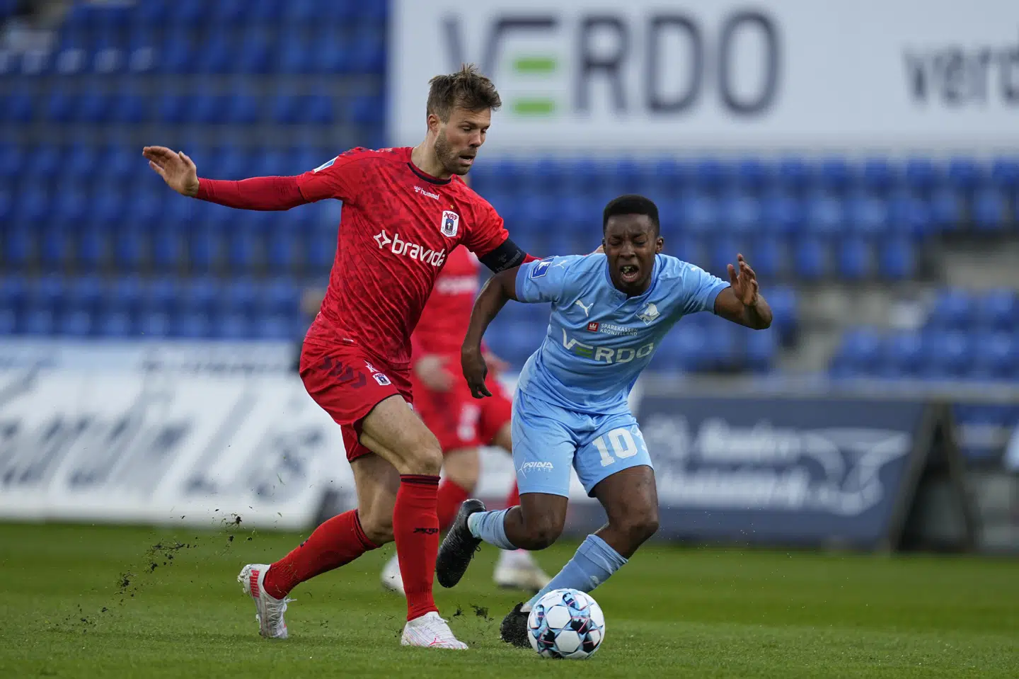 Patrick Mortensen og AGF missede muligheden for i år at spille pokalfinale på hjemmebane. Kim Price/Ritzau Scanpix