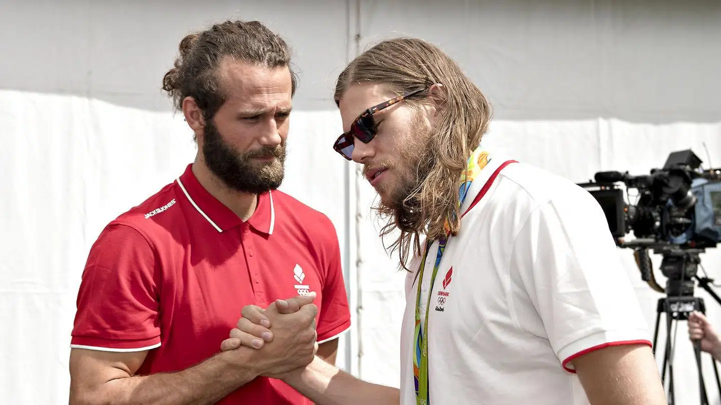 Nøddesbo og Mikkel Hansen efter OL-guldet i 2016, hvor det blev fejret behørigt.