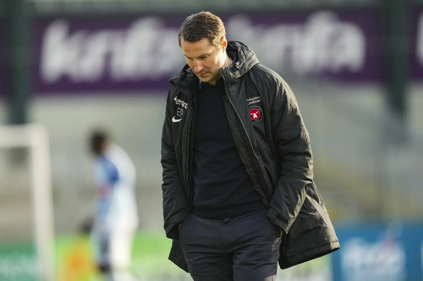 FC Midtjylland-træner Brian Priske var utilfreds med holdets indsats og pokalexit efter nederlaget til Sønderjyske. Claus Fisker/Ritzau Scanpix