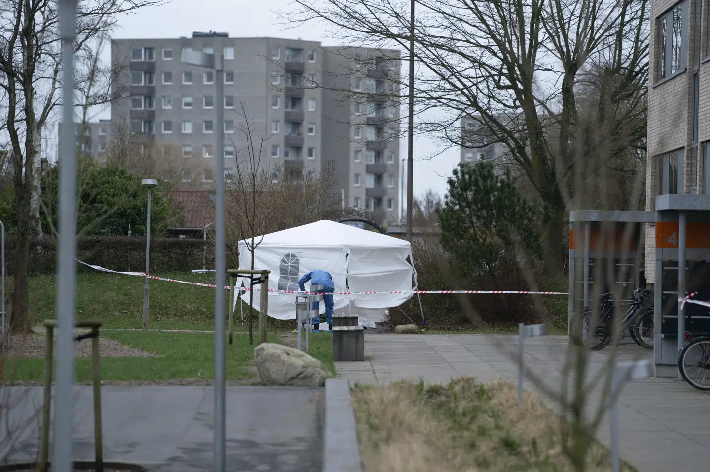 I Korskærparken i Fredericia blev der 24. februar 2020 affyret et dræbende skud mod en 24-årig mand. Torsdag er 28-årig mand dømt for drabet. (Arkivfoto) Claus Fisker/Ritzau Scanpix