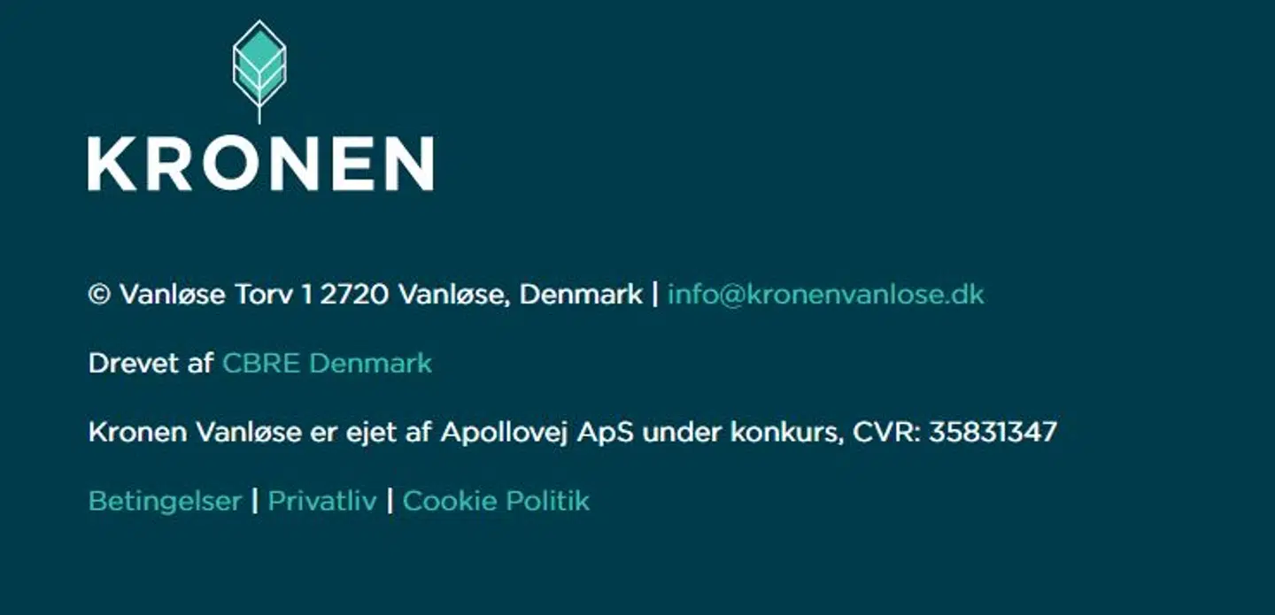 Teksten nederst på Kronens hjemmeside.