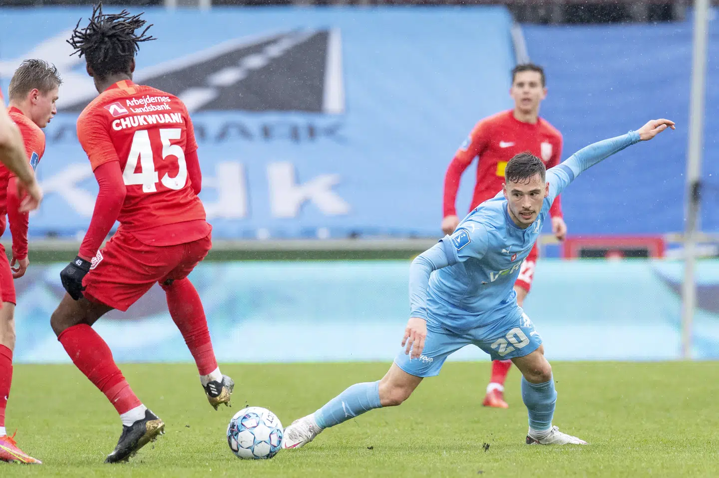 Vito Hammershøy-Mistrati og resten af Randers FC-mandskabet tabte søndag med 3-4 til FC Nordsjælland i mesterskabsspillet i Superligaen. Bo Amstrup/Ritzau Scanpix