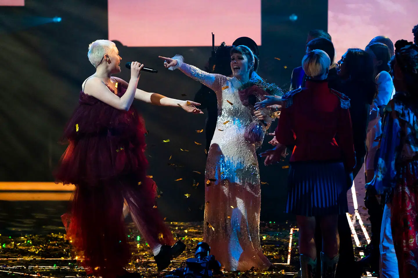 Solveig vinder X Factor-finalen 2021. X Factor-finale, på TV 2 fredag den 9. april 2021. Pooldækning leveret af Ritzau Scanpix. Dækningen kan anvendes vederlagsfrit til redaktionel omtale af programmet. (foto: Martin Sylvest/Ritzau Scanpix 2021).