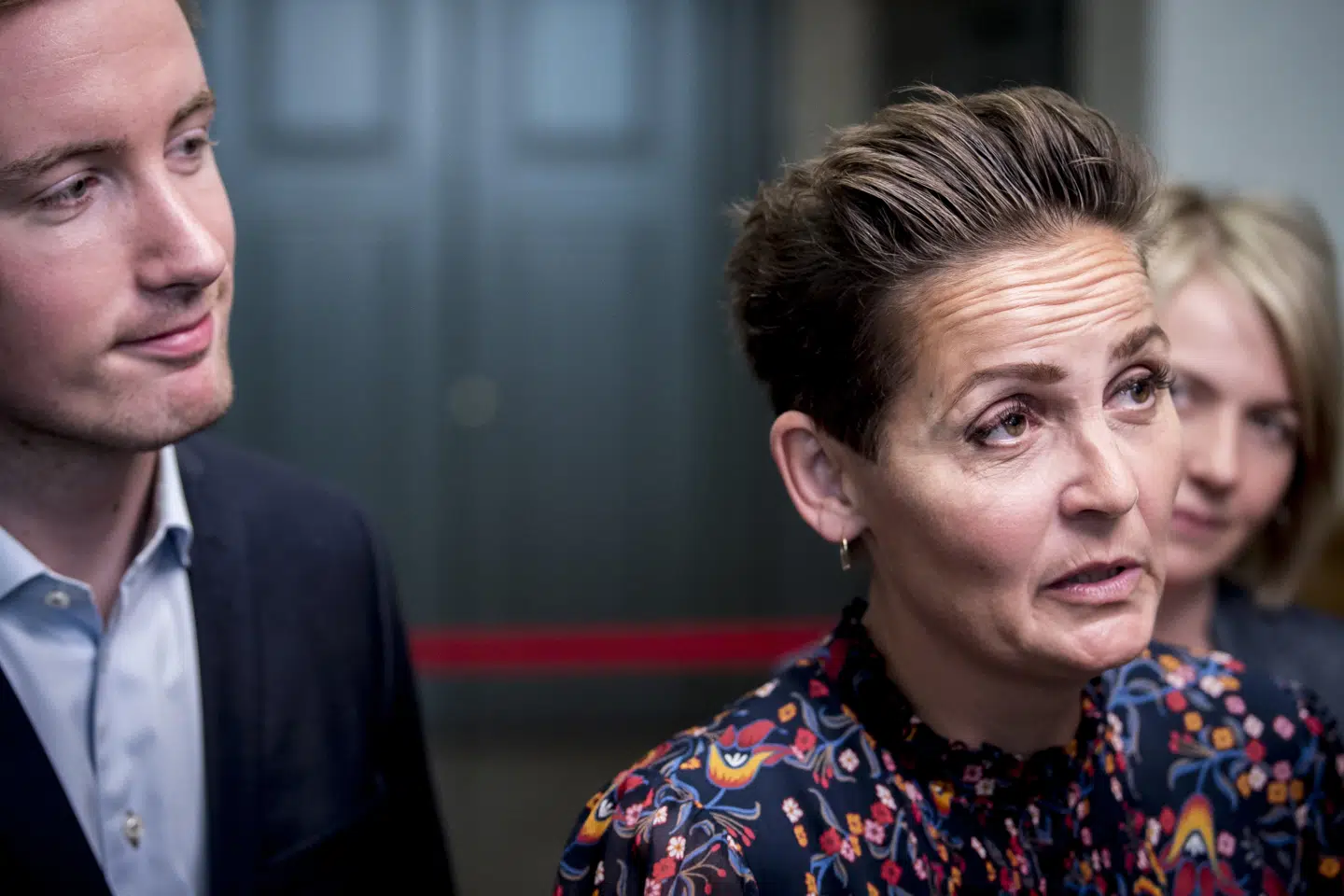 Pia Olsen Dyhr, Lise Müller og Jacob Mark fra SF (Socialistisk Folkeparti) ankommer til regeringsforhandlinger i Landstingssalen på Christiansborg, mandag den 24. juni 2019. Mads Claus Rasmussen/Ritzau Scanpix