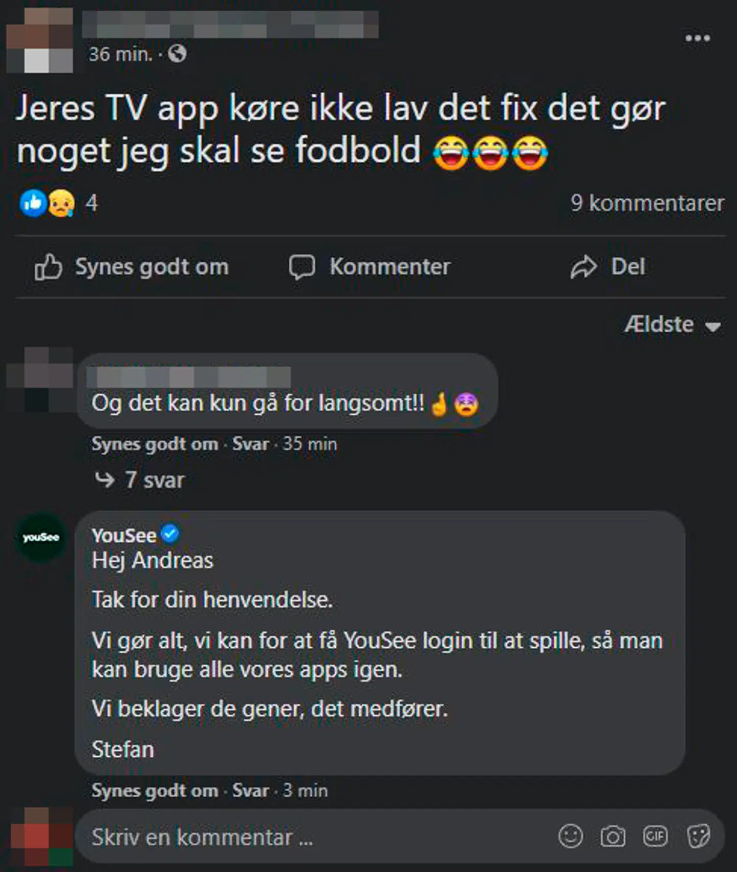 En af klagerne, hvortil YouSee bekræfter nedbruddet. Foto: Privat