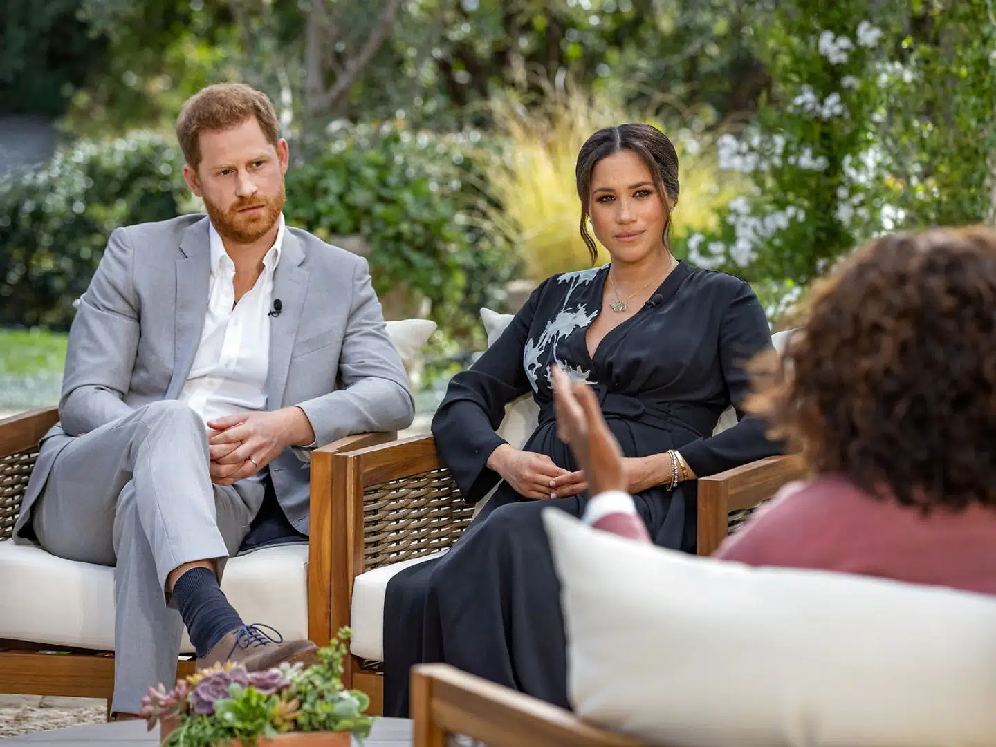 Harry og Meghan under det famøse interview med Oprah Winfrey.