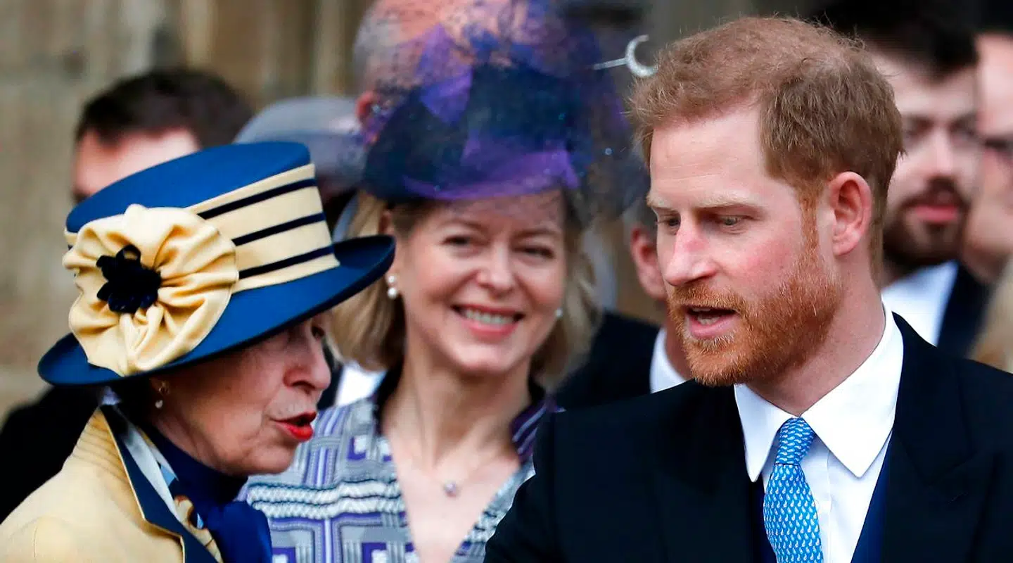 Prinsesse Anne og prins Harry i samtale ved et bryllup i 2019. Inden nogen talte om racismebeskyldninger i kongehuset Foto Frank Augstein / POOL / AFP)