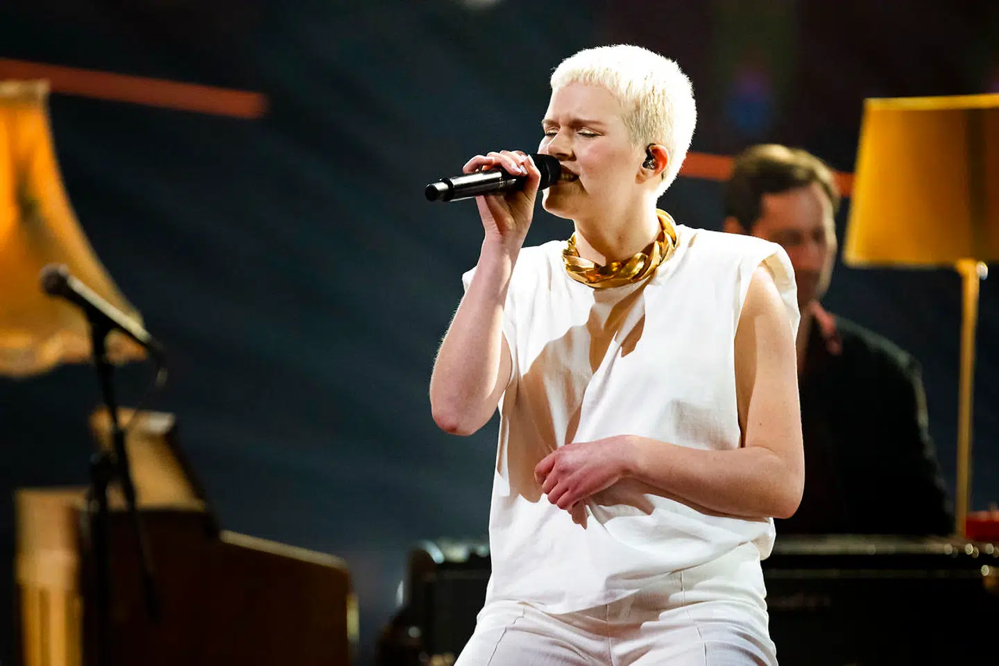 Solveig sang en akustisk version af Nnekas »Heartbeat« i semifinalen i 'X Factor'. Foto: Martin Sylvest/Ritzau Scanpix 2021.