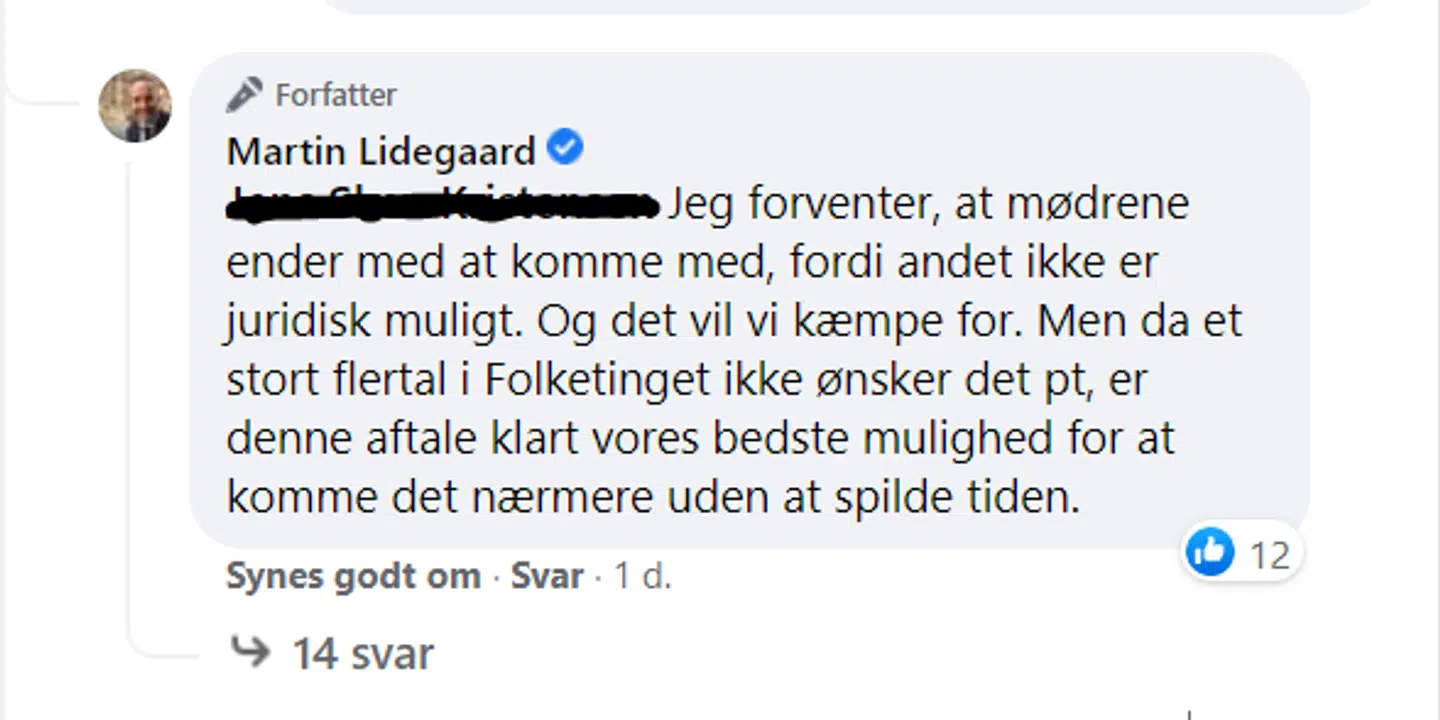 Dokumentation: Her ses Martin Lidegaards svar på spørgsmål på Facebook i går, efter aftalen med regeringen var indgået med Radikale Venstre som et af støttepartierne.