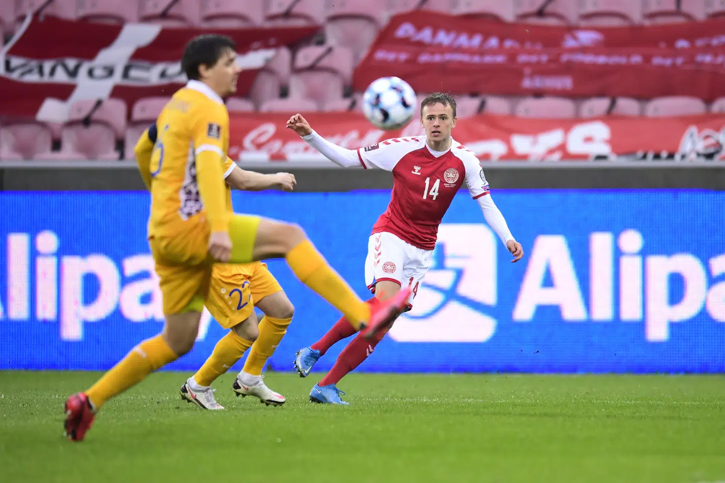 Mikkel Damsgaard var ophavsmand til mål og store chancer i kæmpesejren over Moldova. Bo Amstrup/Ritzau Scanpix