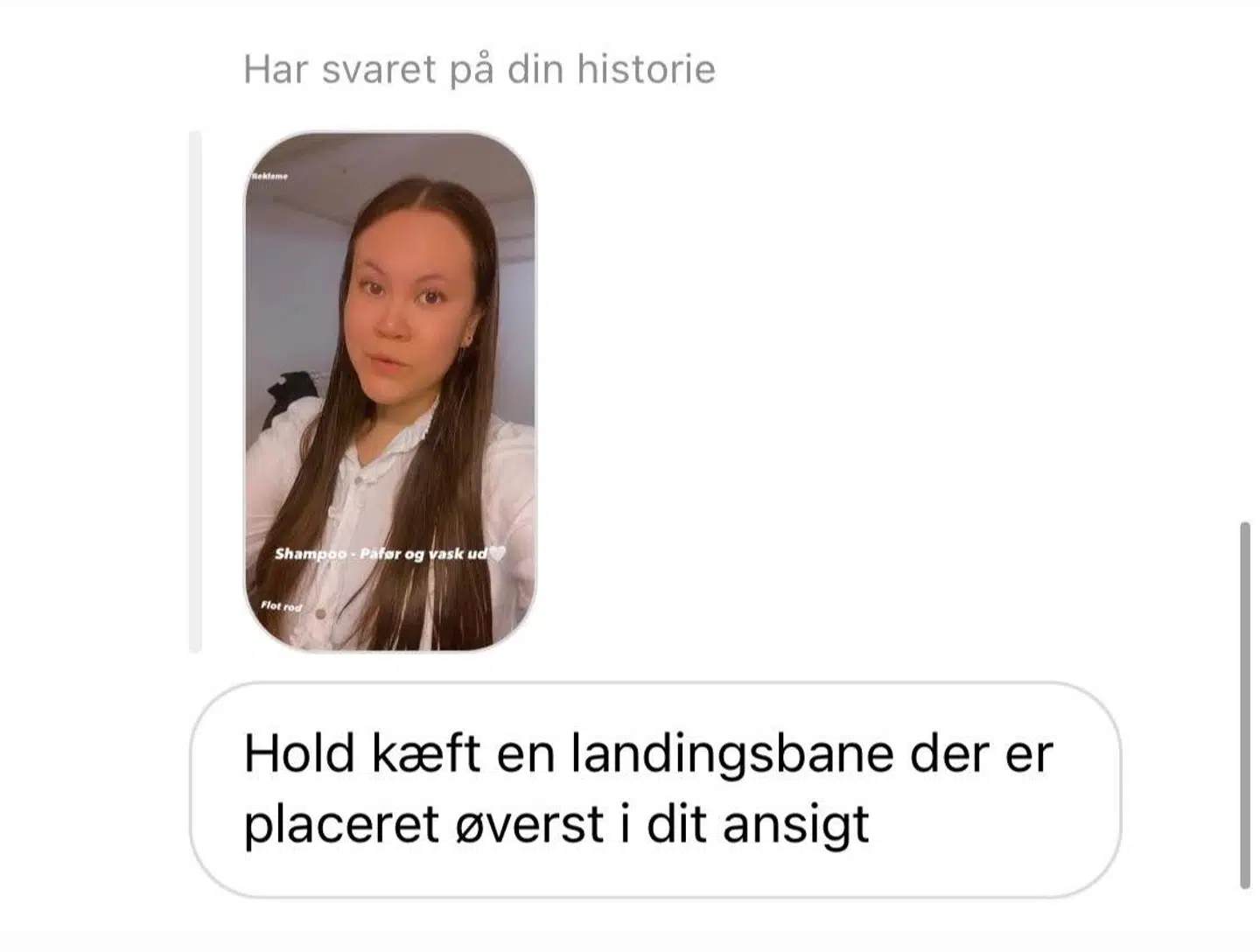 Den seneste nedladende besked, Sofie har modtaget søndag