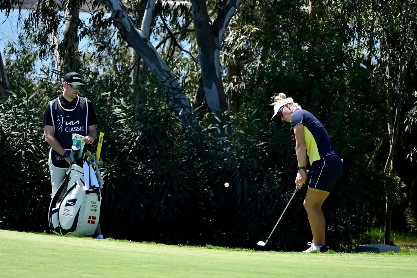 Nicole Broch Larsen sikrede sig søndag sin bedste placering i år på den amerikanske tour med en delt 12.-plads ved LPGA-turneringen Kia Classic i Californien. Donald Miralle/Ritzau Scanpix