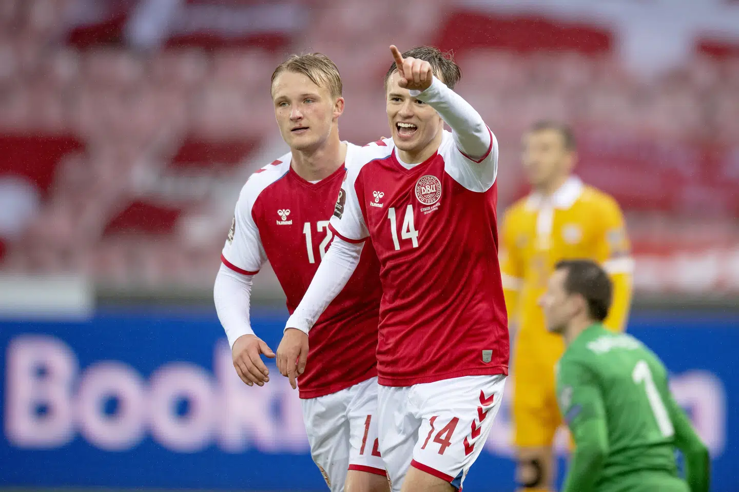 Mikkel Damsgaard var kampens store oplevelse med to scoringer og flere målgivende afleveringer. Bo Amstrup/Ritzau Scanpix