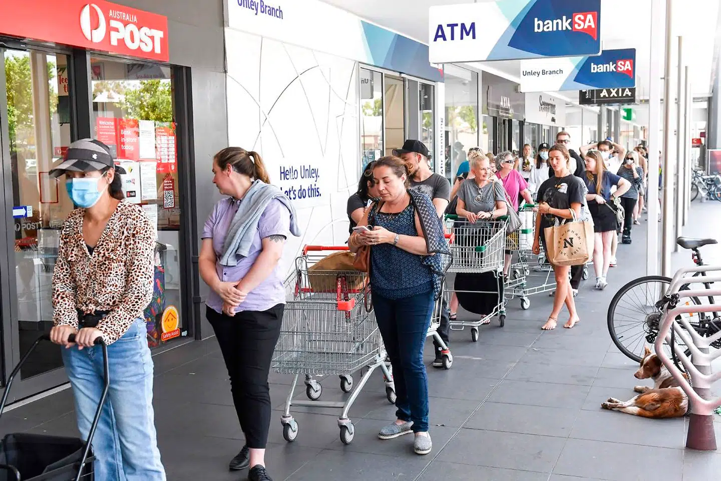 Stor kø til at blive testet i Australien. Arkiv