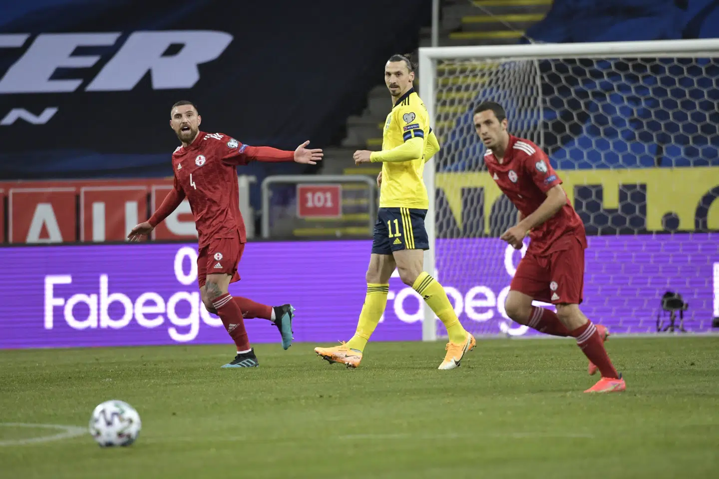 Zlatan Ibrahimovic havde en fod med i Sveriges sejrsmål mod Georgien. 10050 Pontus Lundahl/Tt/Ritzau Scanpix