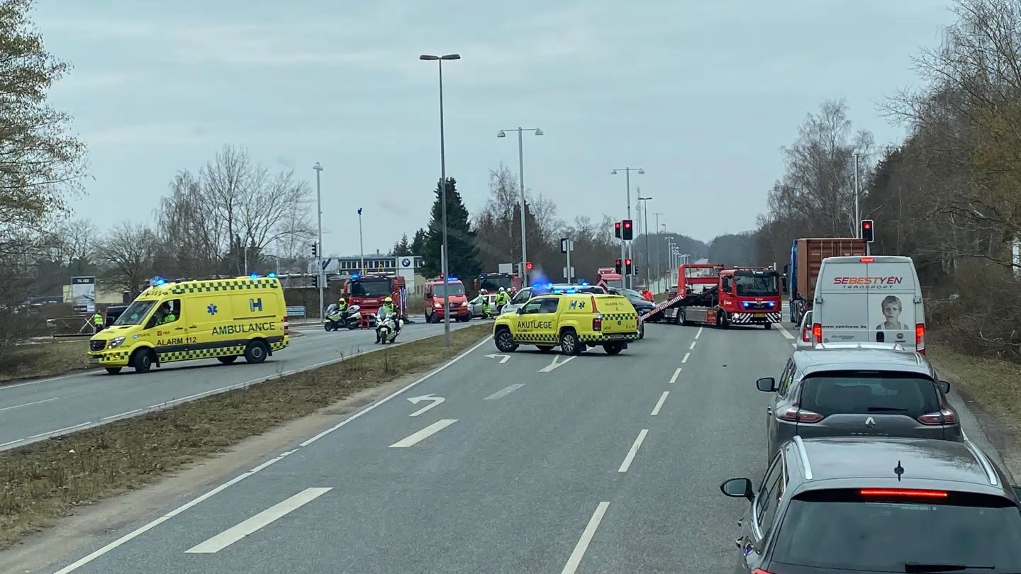 Her kan man se det massive fremmøde af beredskab. Foto: Presse-fotos.dk