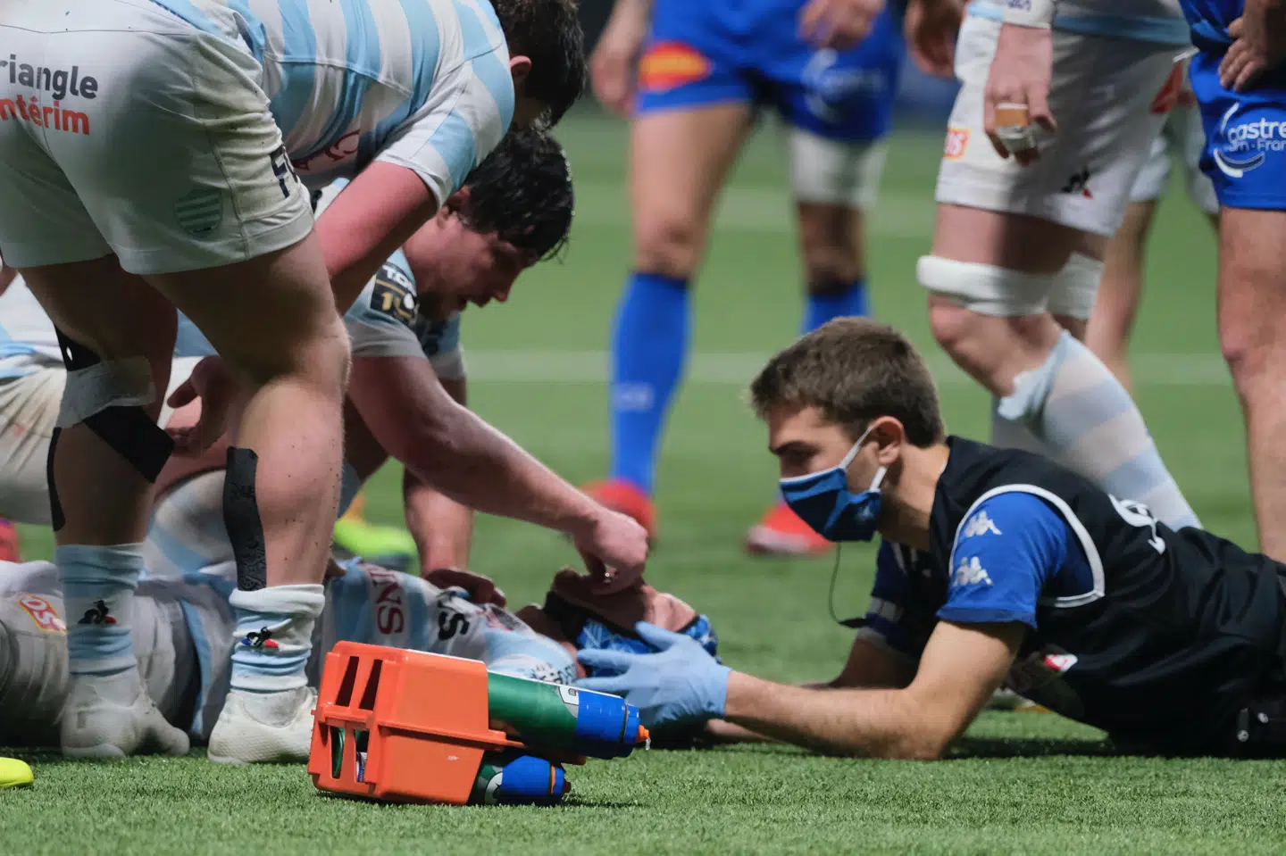19. februar pådrog den franske Racing 92-spiller Wenceslas Lauret sig en mulig hjernerystelse under en kamp mod Castres Olympique. Pierre Stevenin/Ritzau Scanpix