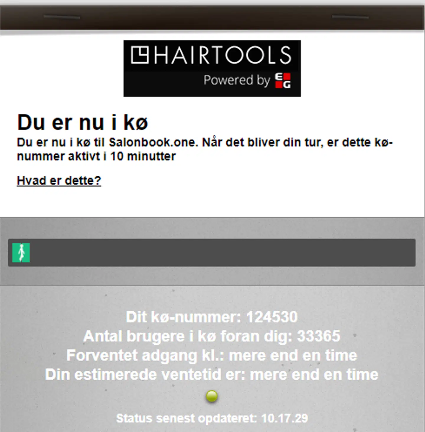 Sådan så det ud, da B.T. forsøgte at tilgå Gun-Britts bookingsystem tirsdag.