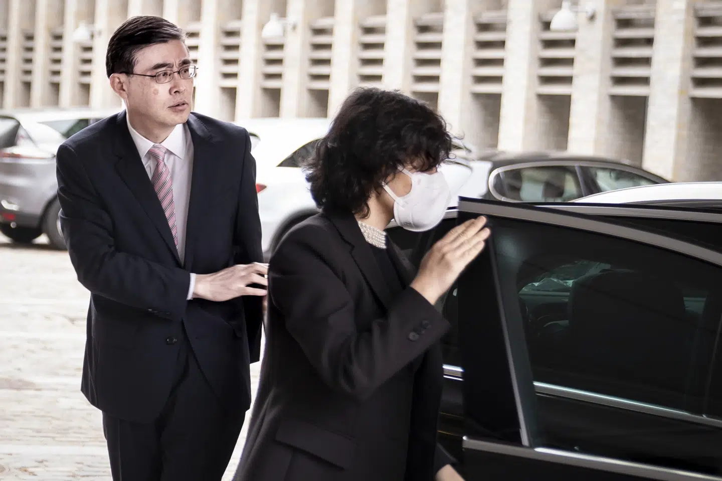 Kinas ambassadør i Danmark, Feng Tie, ankommer til Udenrigsministeriet i København tirsdag den 23. marts 2021. Liselotte Sabroe/Ritzau Scanpix