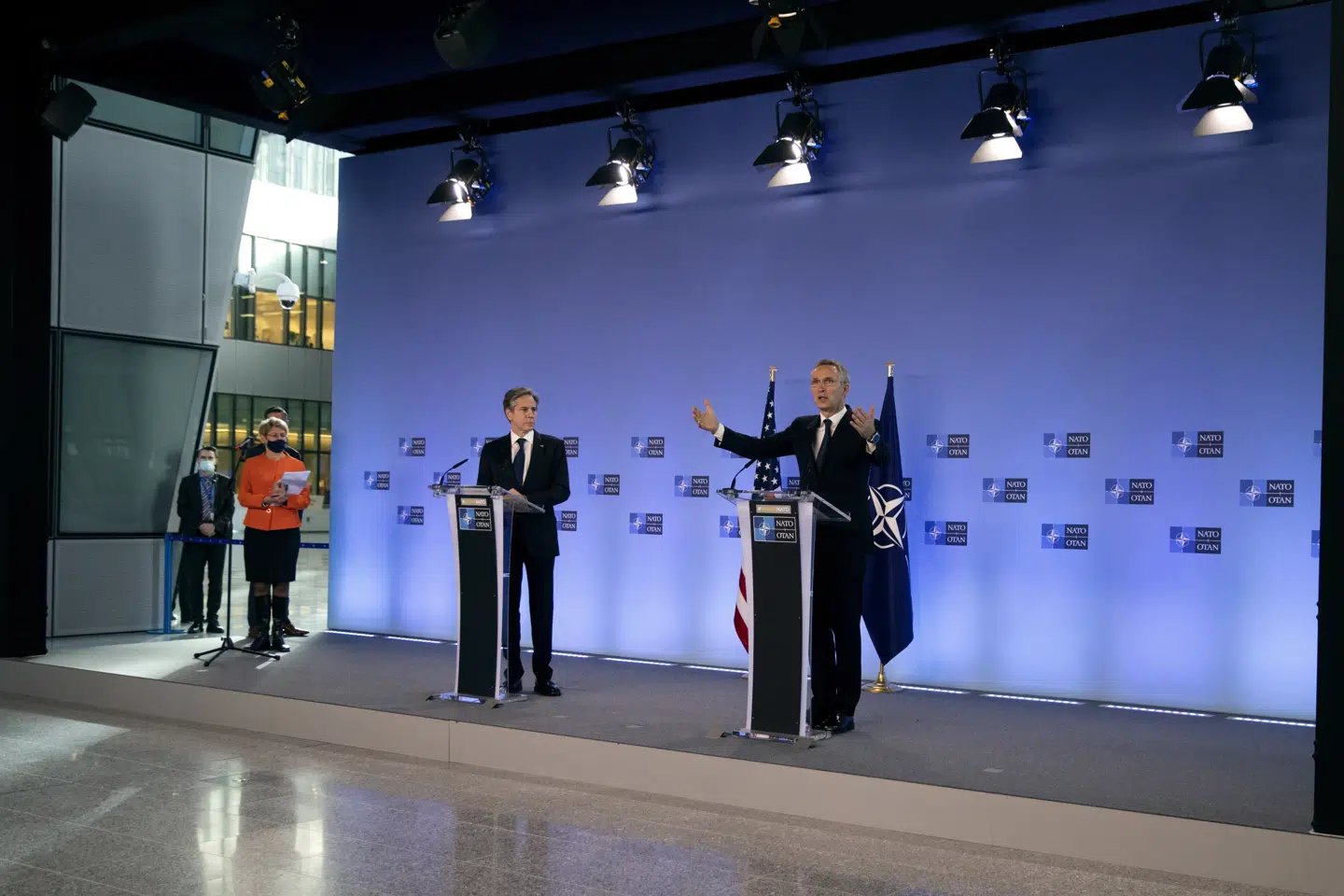 - Præsident Biden har været meget tydelig og sagt, at han mener, at rørledningen er en dårlig idé. Dårlig for Europa og dårlig for USA, siger den amerikanske udenrigsminister, Antony Blinken, i Bruxelles. Virginia Mayo/Ritzau Scanpix