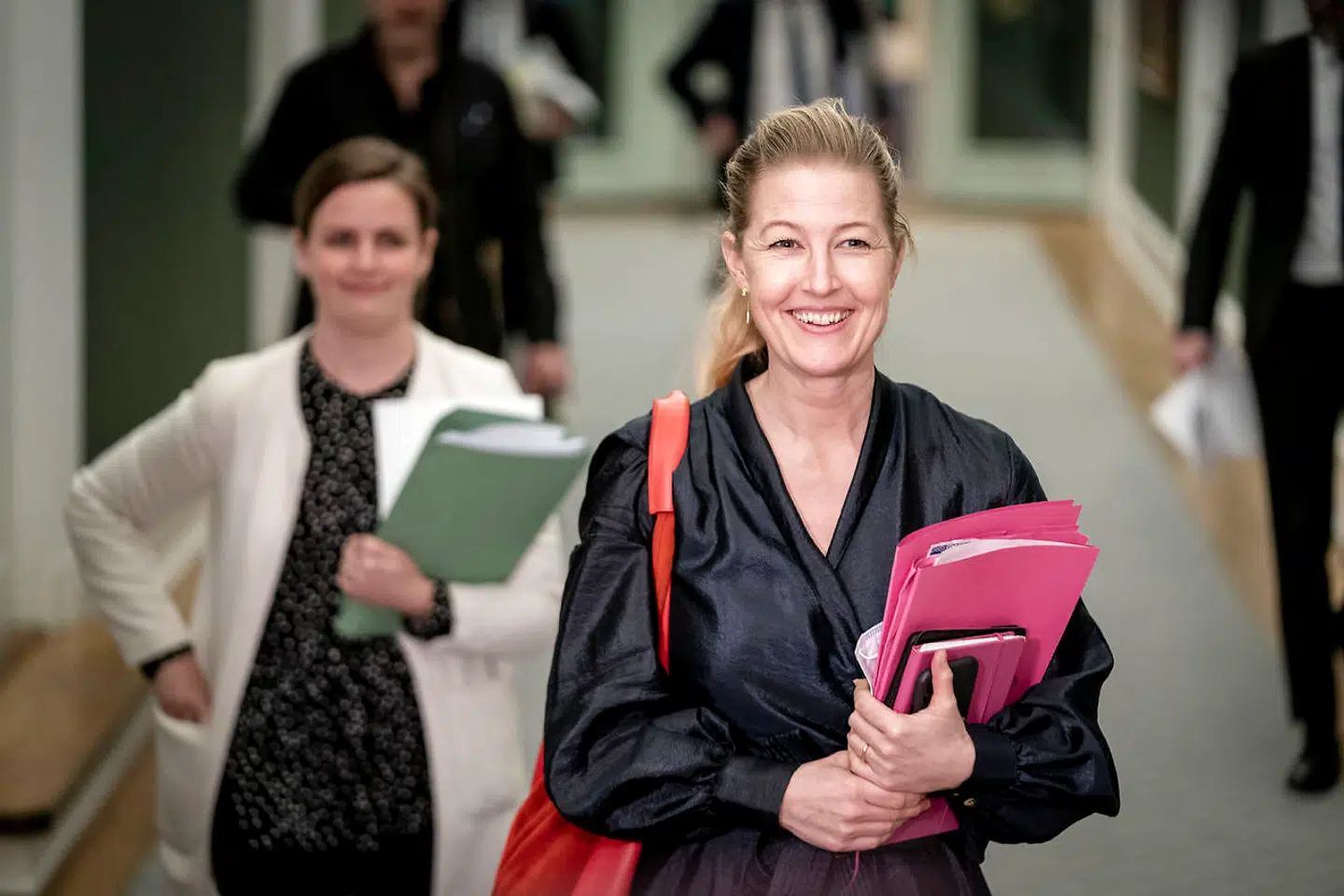 Sofie Carsten Nielsen (RV) forrest efter møde i Statsministeriet efter at partier er blevet enige om yderligere genåbning af landet, på Christiansborg torsdag den 18. marts 2021.