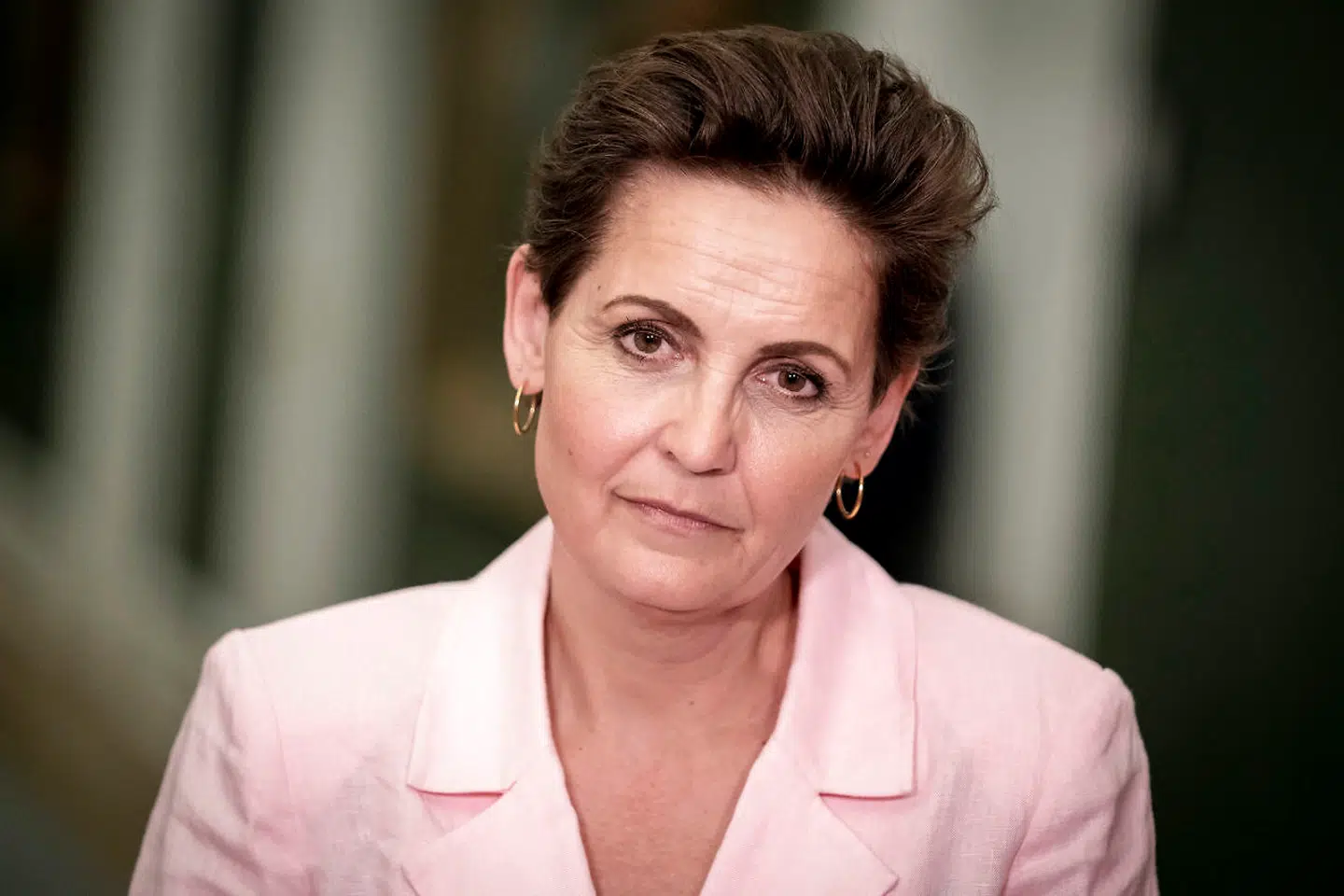 Pia Olsen Dyhr (SF) efter møde i Statsministeriet efter at partier er blevet enige om yderligere genåbning af landet, på Christiansborg torsdag den 18. marts 2021.