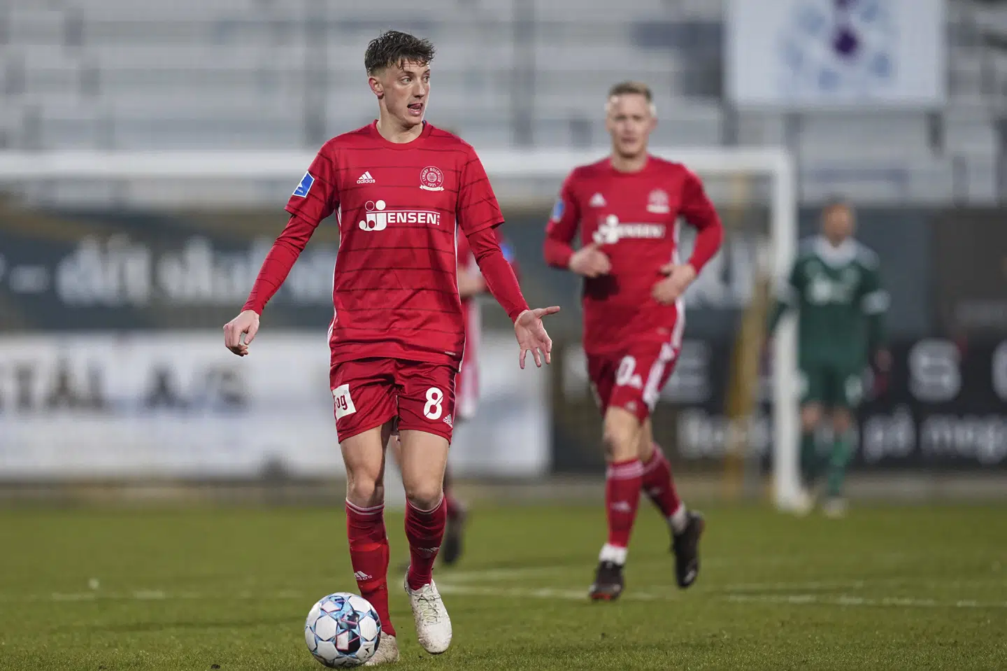 Mathias Hebo Rasmussen scorede det ene af målene, da Lyngby besejrede Horsens. Kim Price/Ritzau Scanpix