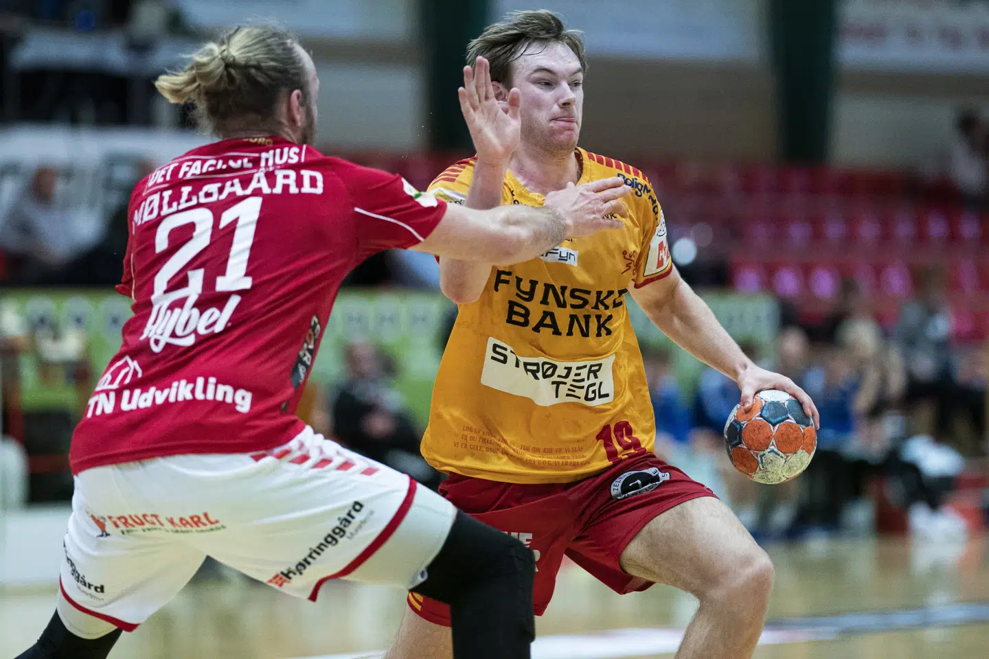 Mathias Gidsel (th.) var igen en markant profil i angrebet for GOG, som hjemme slog Fredericia. (Arkivfoto) Claus Fisker/Ritzau Scanpix