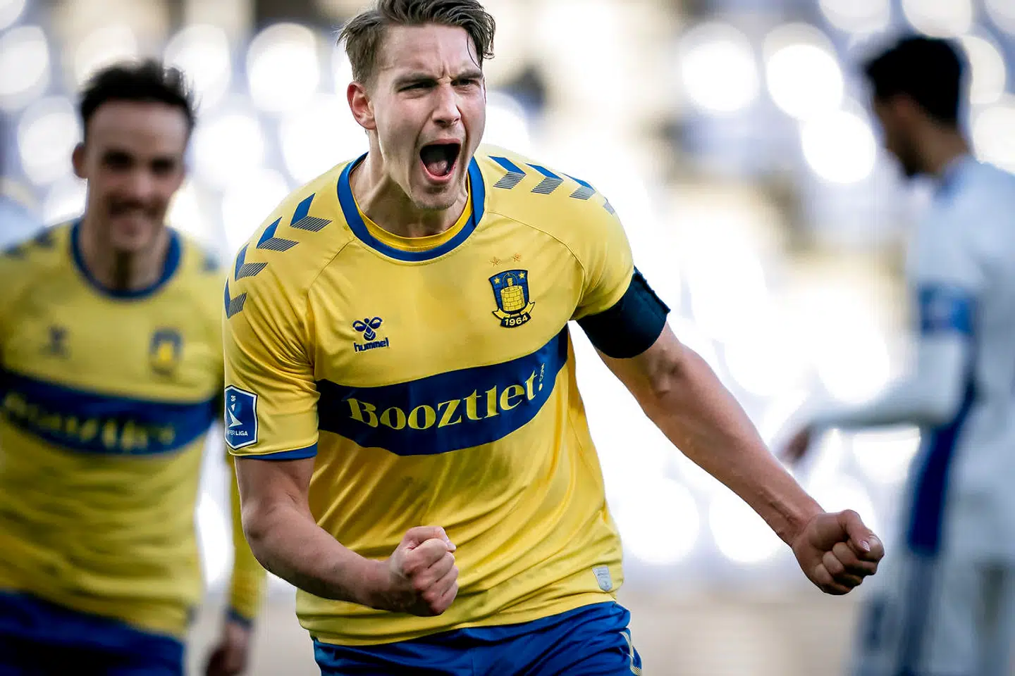 Andreas Maxsø jubler over sin scoring i det seneste derby mod ærkerivalerne FC København