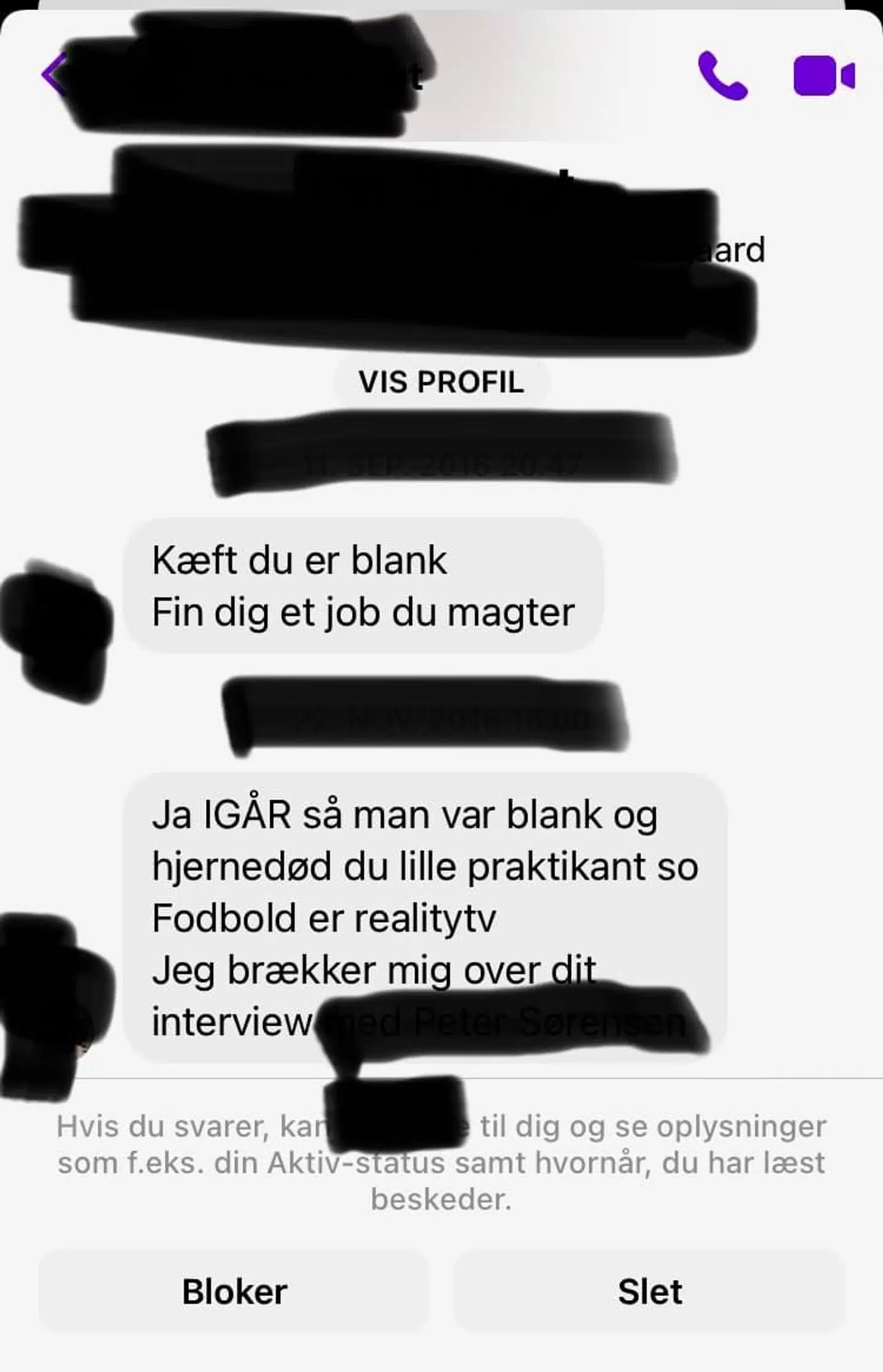 En af de beskeder Helle Smidstrup har fået i indbakken.