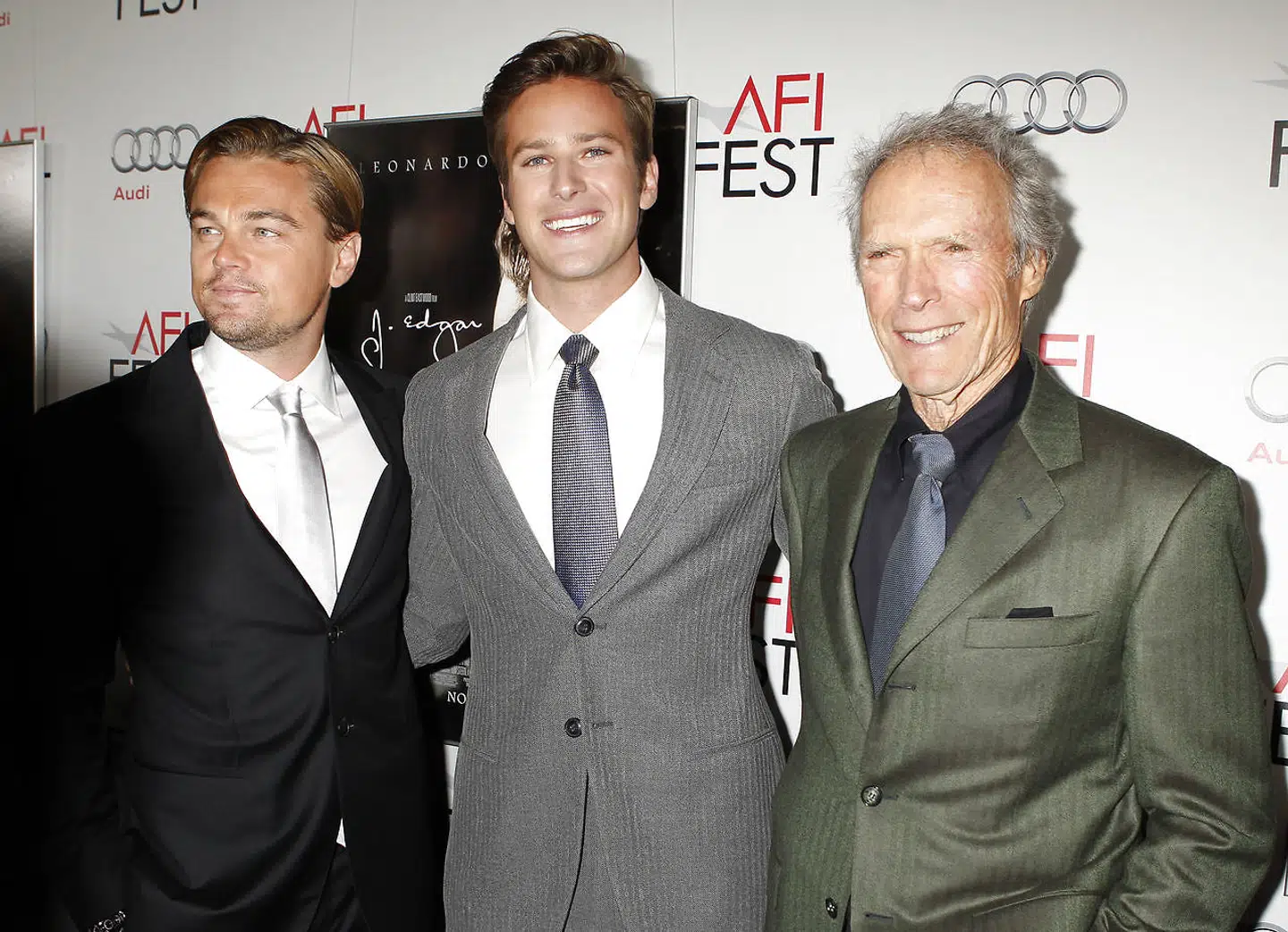 Arnie Hammer mens han stadig var inde i Hollywoods varme. Her i selskab med Leonardo DiCaprio og Clint Eastwood.