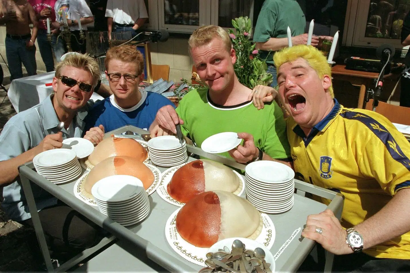 Cecilie Frøkjær var bange for at møde Casper Christensen, der her ses med resten af 'Tæskeholdet' (fra venstre Casper Christensen, Mads Vangsø, Jan Gintberg og Søren Søndergaard).