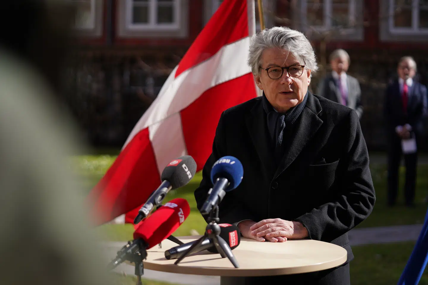 Pressemøde med EU-kommissær for indre marked Thierry Breton og udenrigsminister Jeppe Kofod i København, torsdag 18. marts 2021. Thierry Breton står i spidsen for Europa-Kommissionens særlige vaccinetaskforce. Emil Helms/Ritzau Scanpix