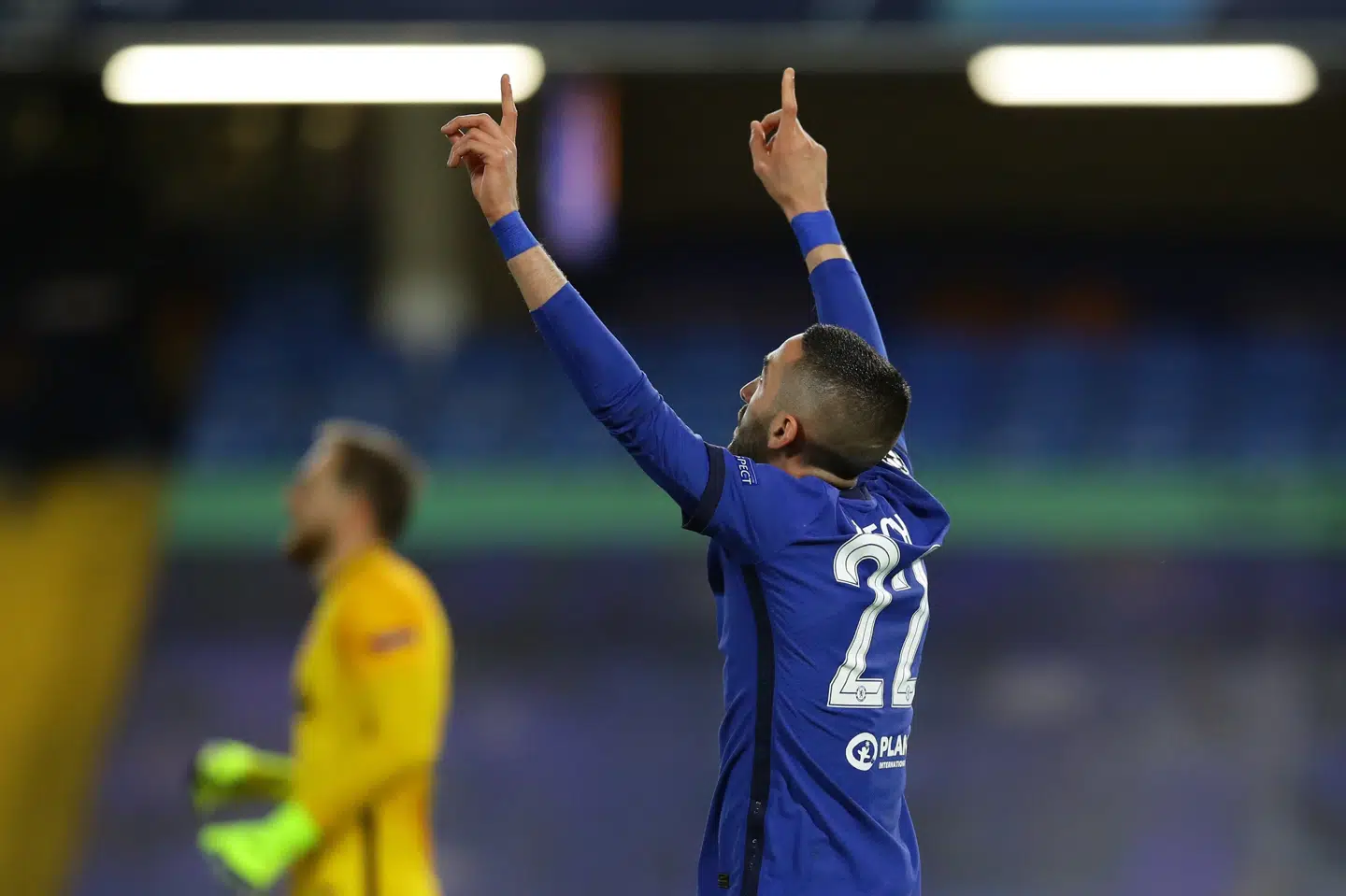 Hakim Ziyech jublede efter sin scoring. David Klein/Reuters