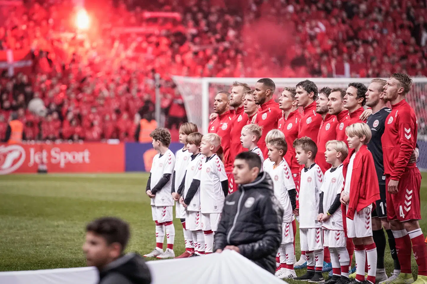 Det danske landshold inden EM-kvalifikationskampen hjemme mod Gibraltar i Parken 2019. Niels Christian Vilmann/Ritzau Scanpix