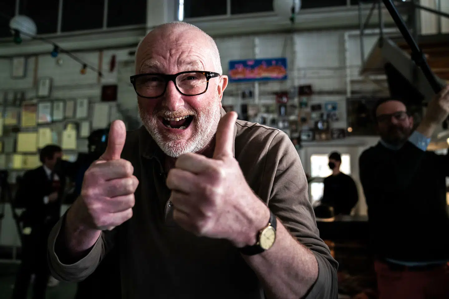 Peter Aalbæk Jensen til Oscar-nomineringerne hos Zentropa i Avedøre, mandag den 15. marts 2021. Thomas Vinterbergs og Zentropas film Druk er nomineret til Bedste Internationale Film.. (Foto: Emil Helms/Ritzau Scanpix)