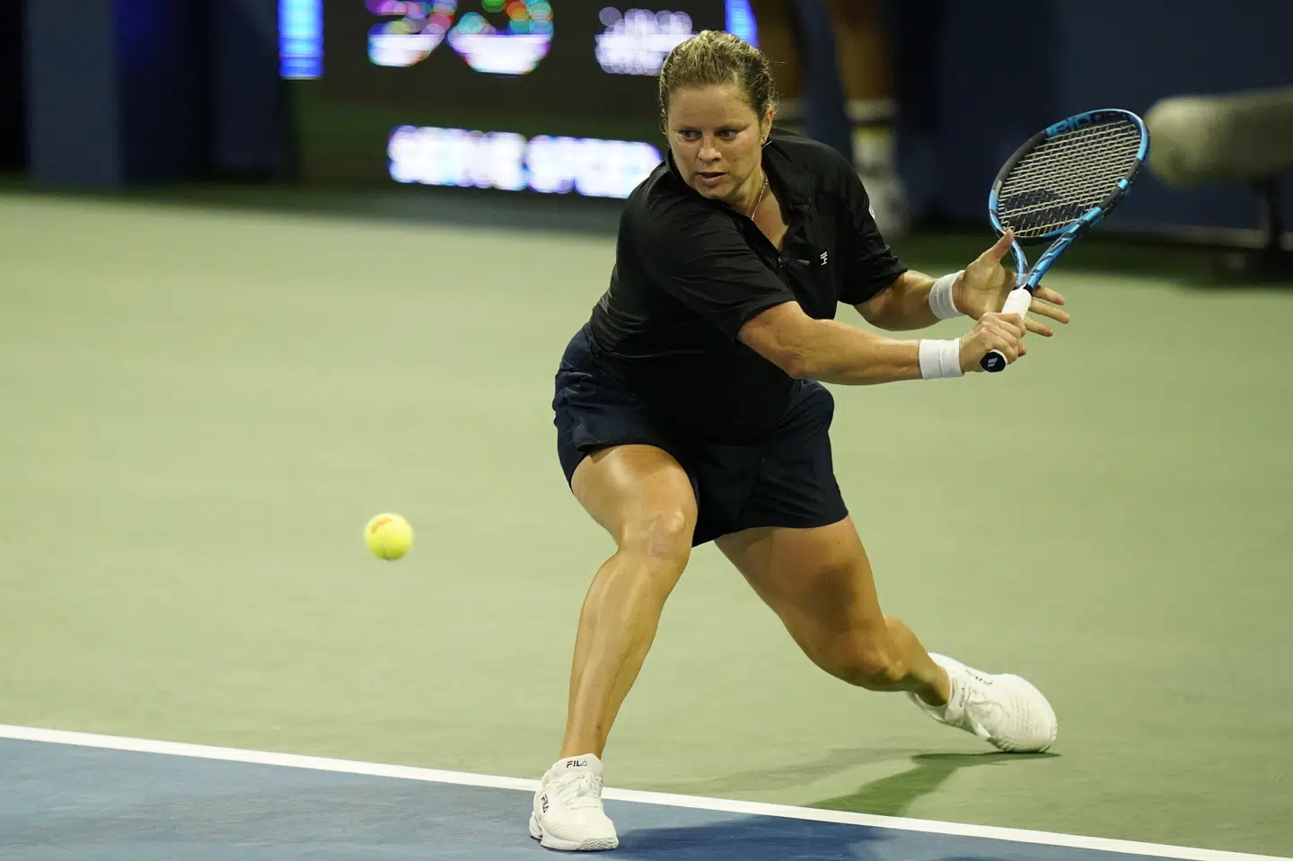 I september 2020 stillede Kim Clijsters op ved US Open, hvor hun tabte i tre sæt til russiske Ekaterina Alexandrova. Frank Franklin Ii/Ritzau Scanpix
