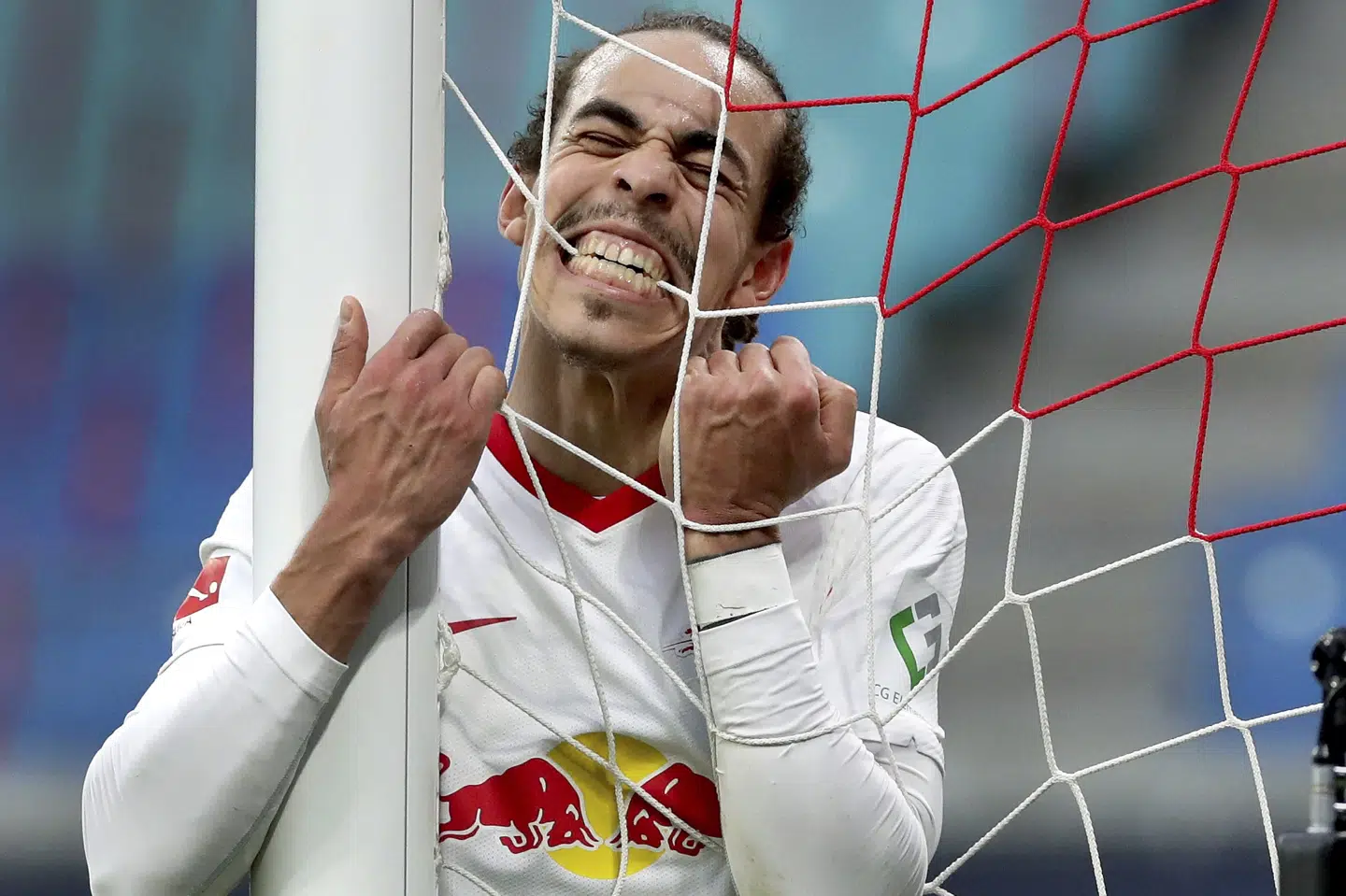 Yussuf Poulsen havde et par muligheder mod Eintracht Frankfurt, men kom ikke på måltavlen. Michael Sohn/Ritzau Scanpix