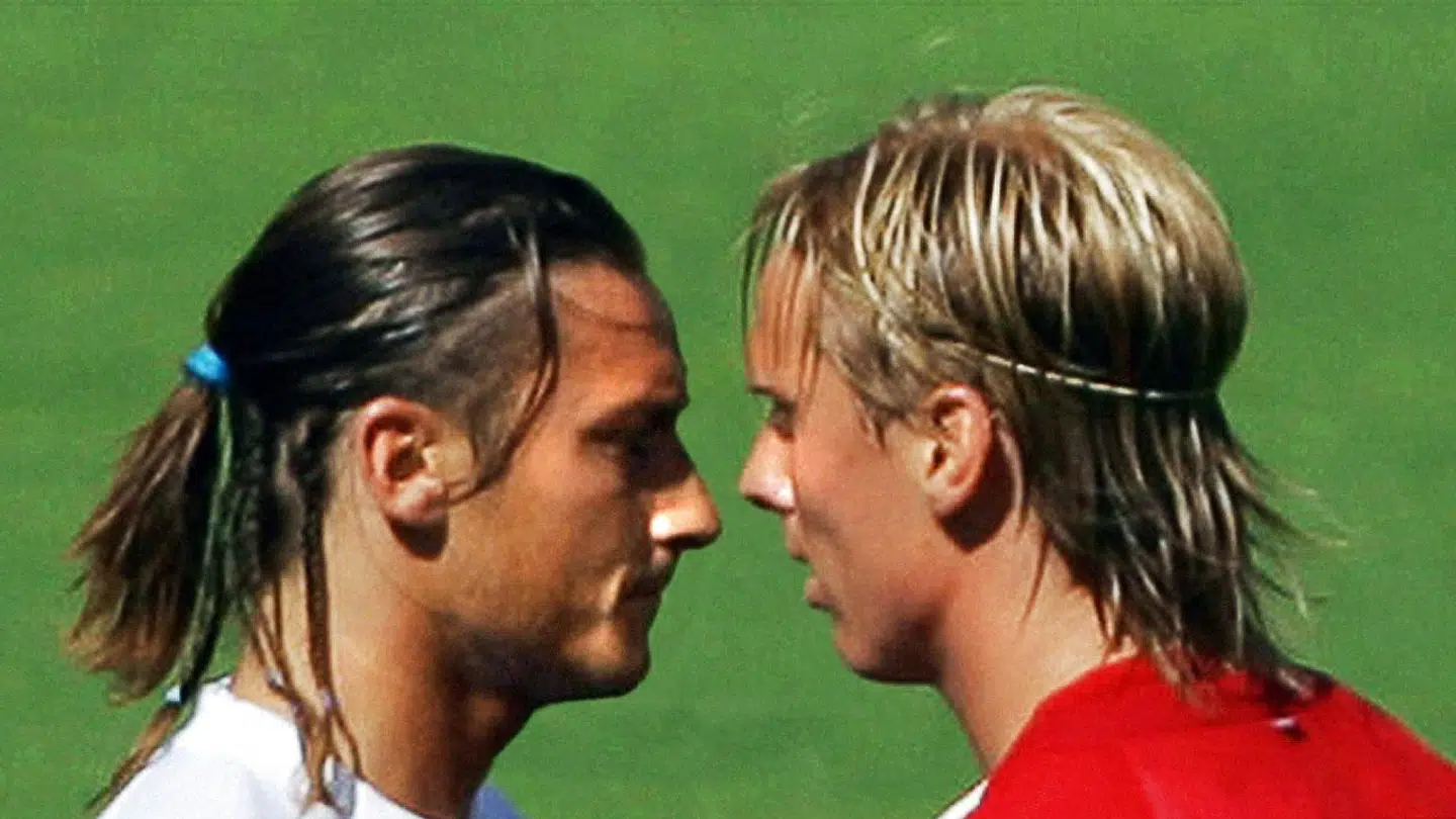 Der var ondt blod mellem Francesco Totti og Christian Poulsen tilbage i 2004.