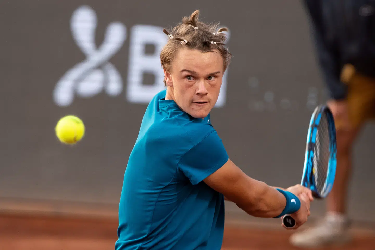 Holger Rune måtte give fortabt over for Federico Delbonis. (Arkivfoto) Alberto Valdes/Ritzau Scanpix