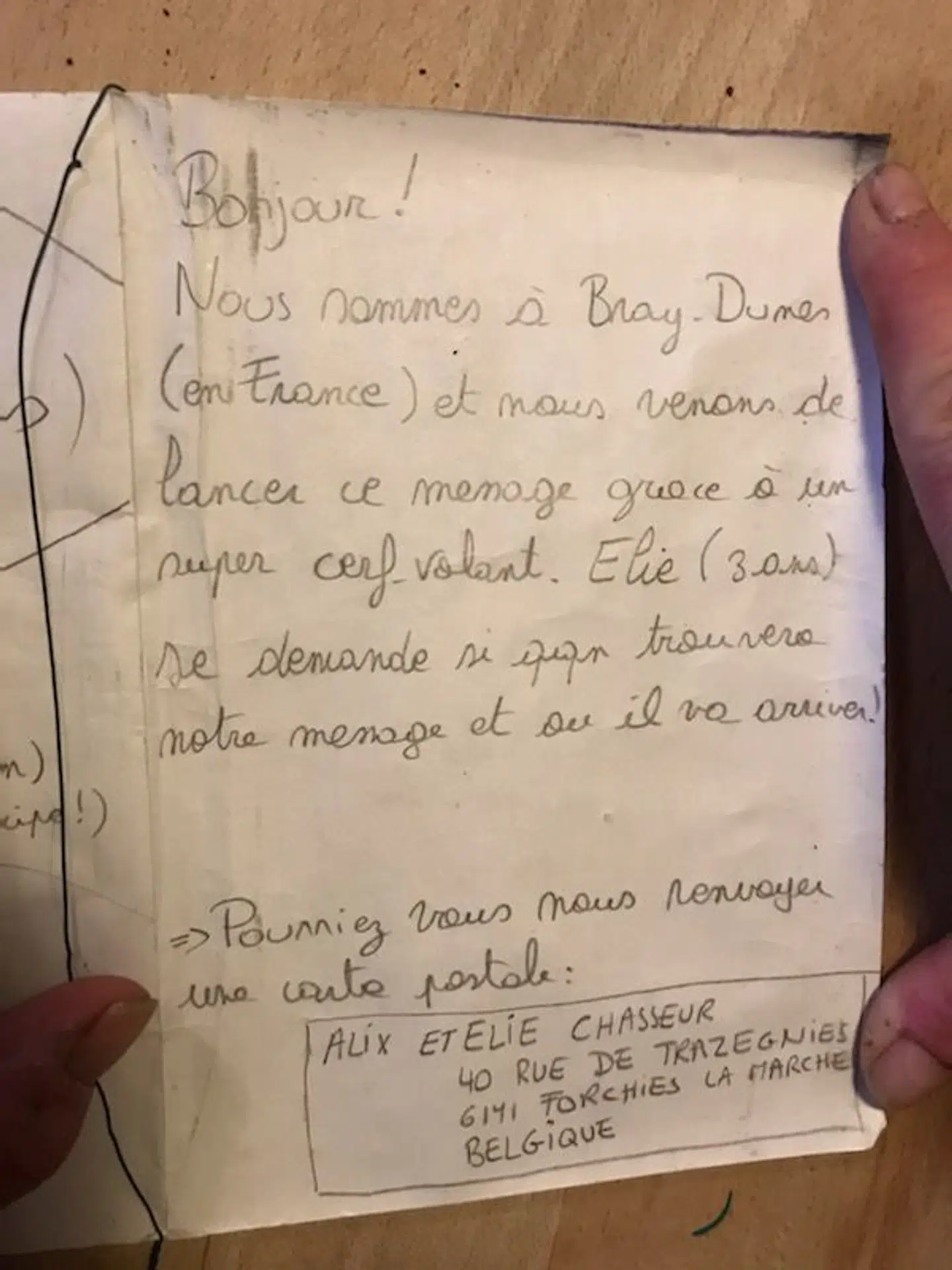Her ses brevet fra den belgiske pige