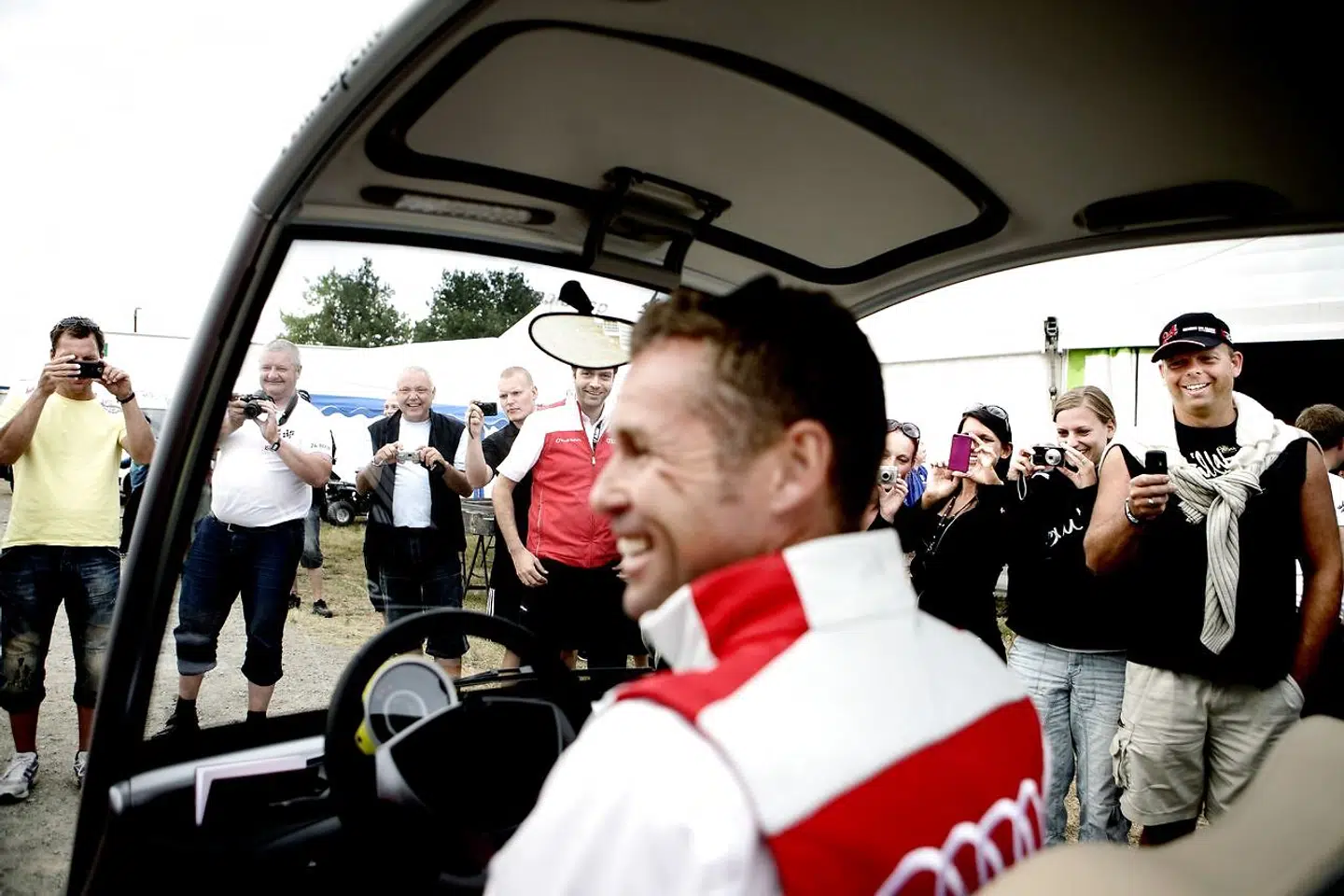 Tom Kristensen efter at have været på besøg i sin brors Jacob Kristensen lejr.