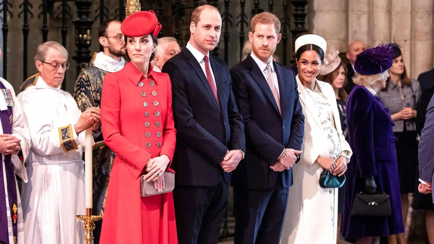 Britain's Prince Harry and Meghan, Duchess of Sussex stand with Kate, Duchess of Cambridge and Britain's Prince William at Westminster Abbey for a Commonwealth Day service in London, Britain March 11, 2019. Richard Pohle/Pool via REUTERS
