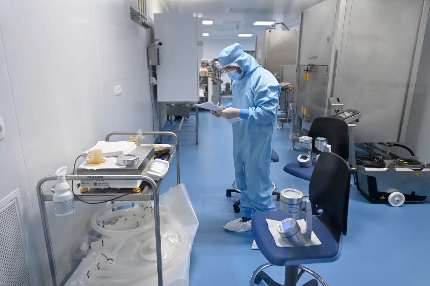 Medicinalfabrikken Thermo Fischer i Seneffe i Belgien, hvor den svensk-britiske medicinalvirksomhed AstraZeneca får fremstillet sin vaccine mod covid-19. Eric Lalmand/Ritzau Scanpix