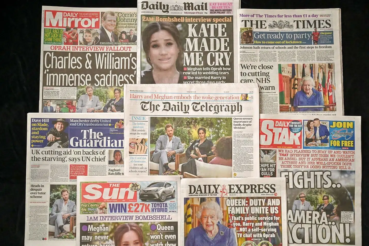 Den internationale medieovernågenhed er overvældende. Her er det mandagens britiske aviser.