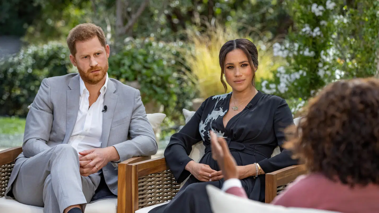 Harry og Meghan under interviewet med Oprah Winfrey.